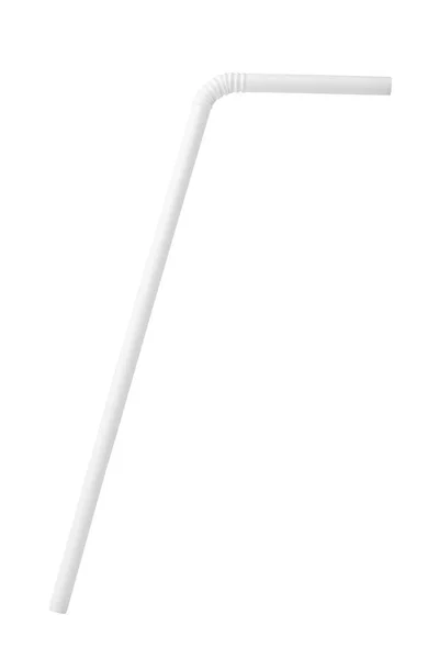 Paglia Bere Plastica Bianca Isolata Sfondo Bianco — Foto Stock