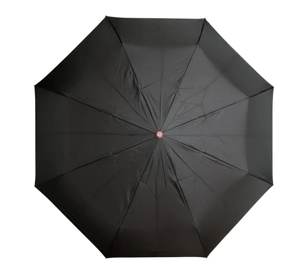 Vista Superior Guarda Chuva Preto Isolado Fundo Branco — Fotografia de Stock