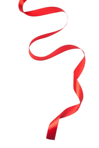 Червона Атласна Стрічка Ізольована Білому Тлі — стокове фото
