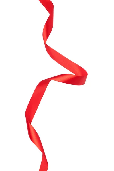 Red Satin Ribbon Isolated White Background — Stock Photo, Image