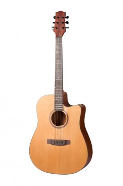 beyaz arkaplanda izole edilmiş akustik gitar