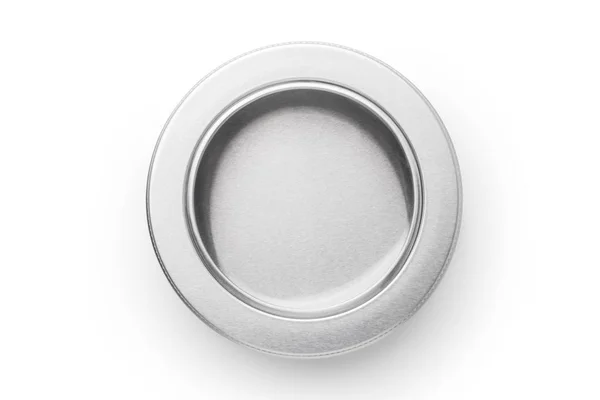 Top View Silver Aluminum Jar Isolated White Background Container Cosmetic — Stock Photo, Image