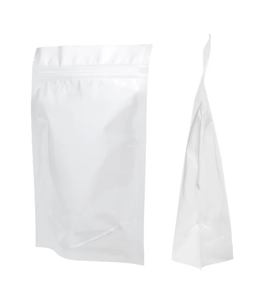 Transparente Kunststoffverpackung Mit Reißverschluss Isoliert Auf Weißem Hintergrund — Stockfoto