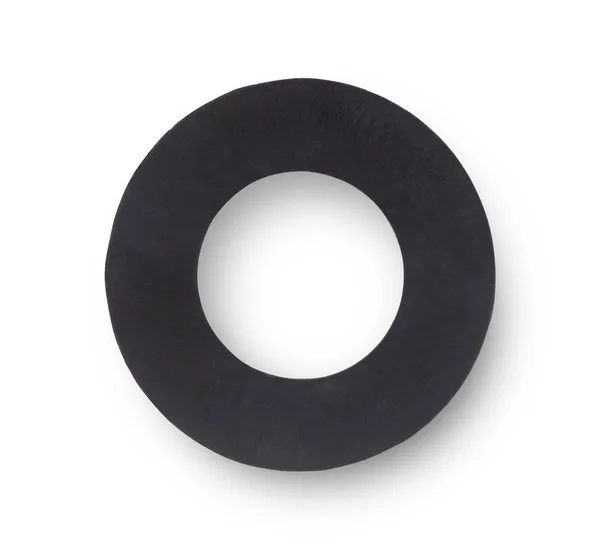 Черное Резиновое Уплотнительное Кольцо Сантехники Изолированный Белом Фоне — стоковое фото