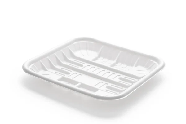 White Empty Food Tray Isolated White Background — Stock Photo, Image