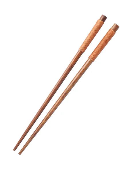 白色背景隔离的木制筷子 — 图库照片