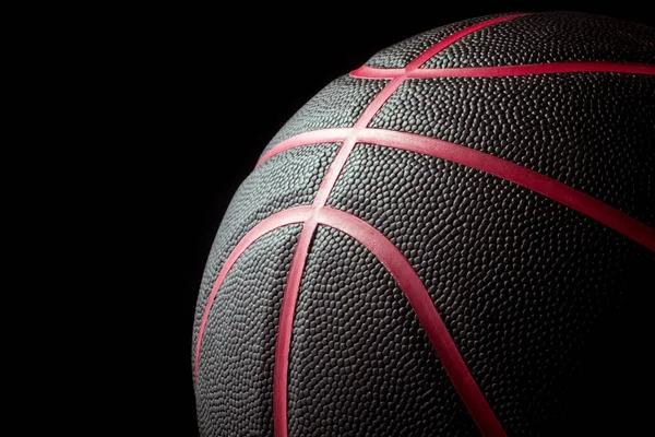 Zwarte Basketbal Zwarte Achtergrond Close — Stockfoto