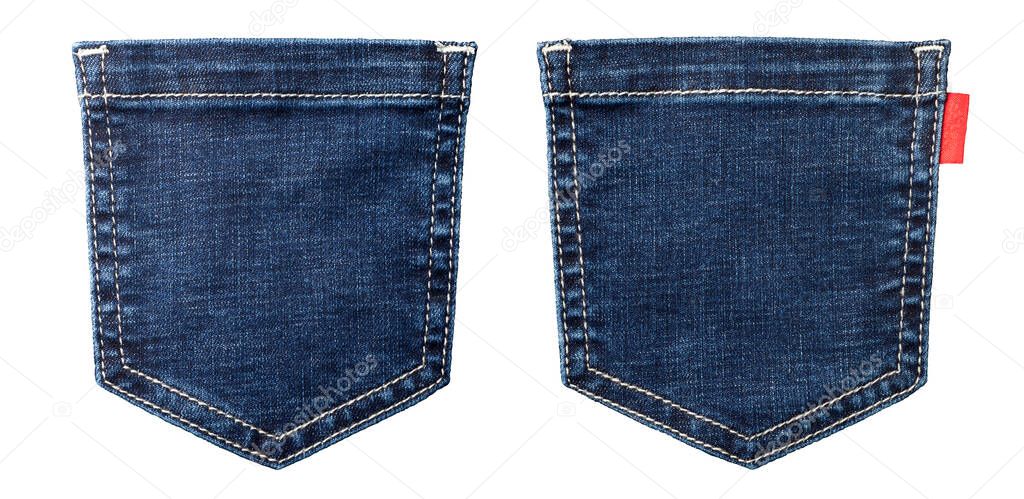 Jeans pocket isolate on white background