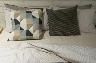 Modern kumaş yastıklar mavi kumaş kanepe iç dekorasyon damalı desen