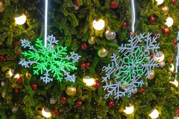 Belas Luzes Coloridas Decoração Para Fundo Conceito Celebração Festiva Natal — Fotografia de Stock