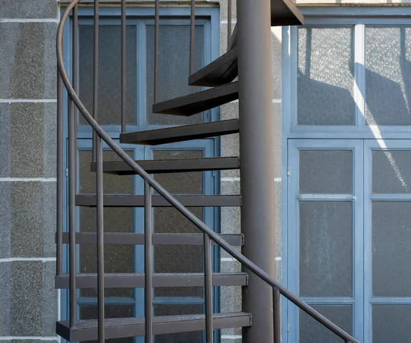 Spiral Steel Staircase Circular Decoration Exterior Architecture Antique Window Vintage — Stock Photo, Image