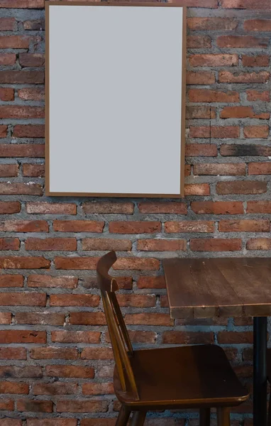 Vintage Picture Frame Blank Space Text Advertising Brick Wall Interior — 스톡 사진