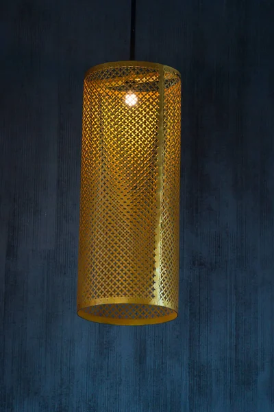 Modern golden ceiling light bulb lamp is a cylindrical shape ste — Stok fotoğraf