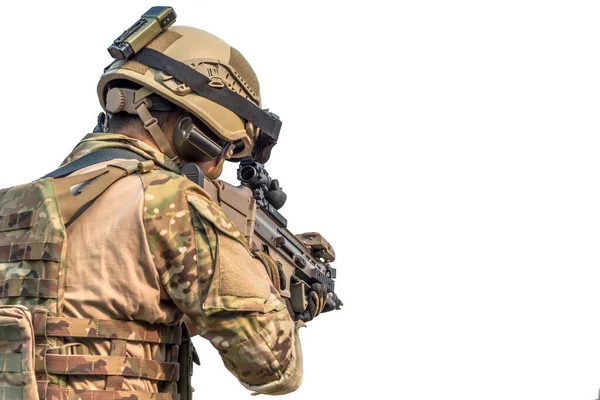 Seçkin Özel Amaçlı Birliklerin Piyade Askeri Savaş Ordu Silah Teknolojisi — Stok fotoğraf