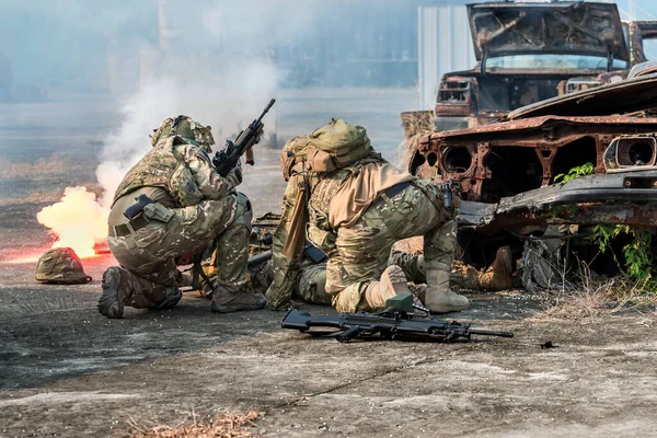 Soldado Infantería Unidad Propósito Especial Élite Durante Batalla Militar Guerra — Foto de Stock
