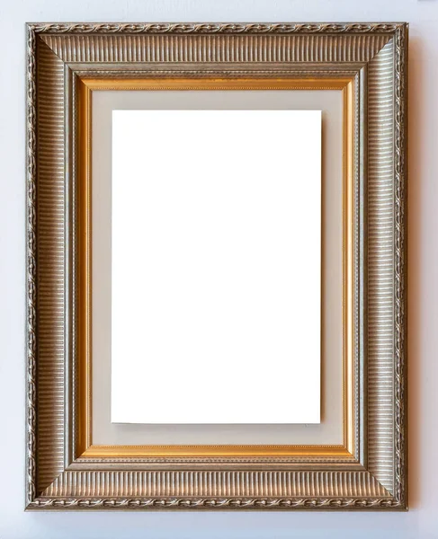 Beautiful Golden Picture Frame Vintage Carved Gilded Border Antique Interior — Stock Photo, Image