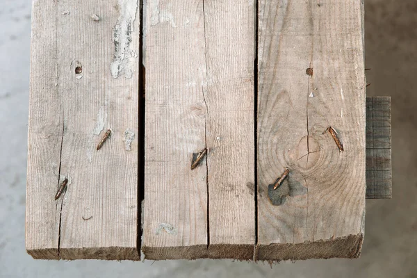 Vieilles Planches Maintenues Ensemble Avec Des Ongles Rouillés Texture Surface — Photo