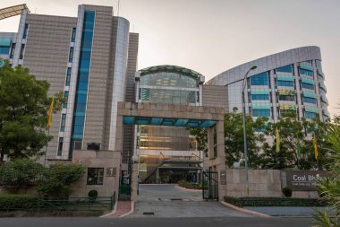 Kömür Bhawan 'ın manzarası. Coal Bhawan, Coal India Limited 'in merkez ofisidir. Newtown, Rajarhat, Kolkata, Hindistan