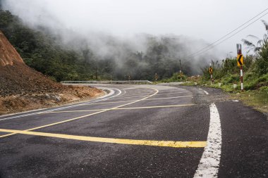 Da Lat 'a giden sisli bir yolda dağları geçiyoruz.