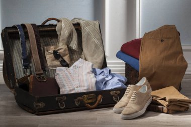 Erkek moda kıyafetleri ve aksesuarları için görünüm kitabı, kopyalama alanı