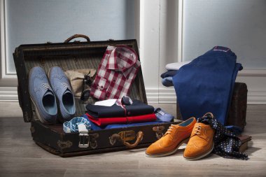 Erkek moda kıyafetleri ve aksesuarları için görünüm kitabı, kopyalama alanı