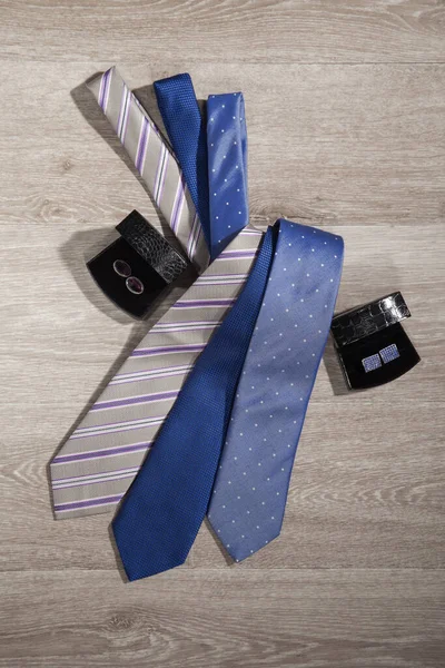 Close Male Ties Look Book Copy Space — Stock Photo, Image