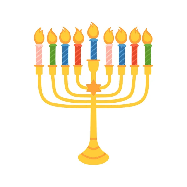 犹太节日Hanukkah menorah可爱的手绘图案. — 图库矢量图片