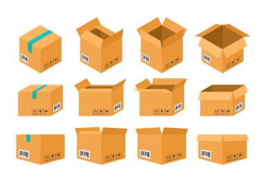 Karton kutu beyaz arka planda izole edildi. Paketleme, nakliye