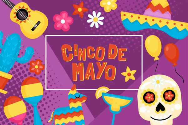 Cinco Mayo Mexican Banner Navideño Diseño Póster Tarjeta Felicitación Ilustración — Archivo Imágenes Vectoriales