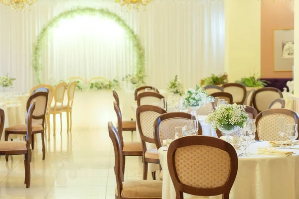 Décor Mariage Salle Banquet Intérieure Bouquets — Photo