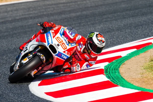 GP Katalonii Moto Gp. Jorge Lorenzo, zespół Ducati. — Zdjęcie stockowe