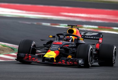 Barcelona, İspanya 26 Şubat 2018: Daniel Ricciardo devre Catalunya Barcelona kutluyor formül bir Test gün boyunca.