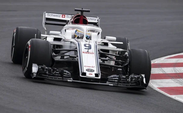 Barcelona Fevereiro Espanha 2018 Marcus Ericsson Durante Dias Teste Fórmula — Fotografia de Stock