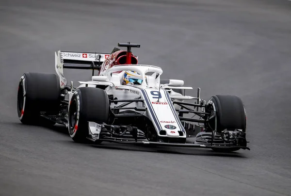 Barcelona Španělsko Února 2018 Marcus Ericsson Během Formule Jedna Testovací — Stock fotografie
