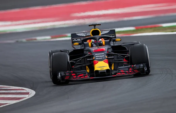 西班牙巴塞罗那 2018年2月26日 丹尼尔 Ricciardo 在惯例一测试天庆祝在巴塞罗那加泰罗尼亚赛道 — 图库照片