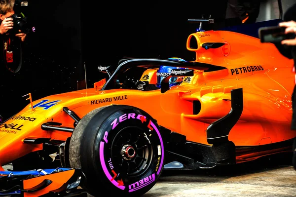 Barcelone Espagne Février 2018 Fernando Alonso Lors Des Essais Formule — Photo