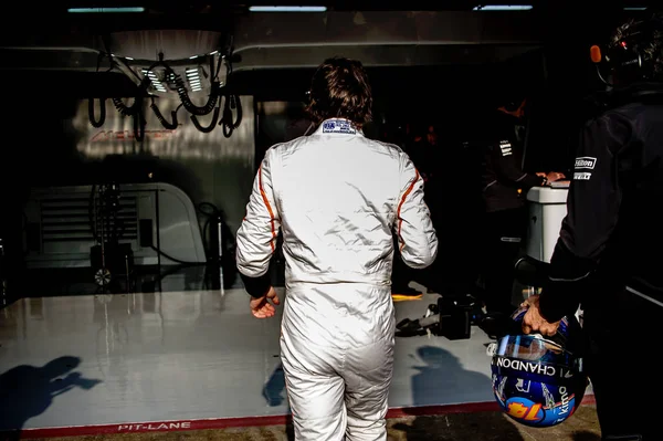 Barcelona Fevereiro Espanha 2018 Fernando Alonso Durante Dias Teste Fórmula — Fotografia de Stock