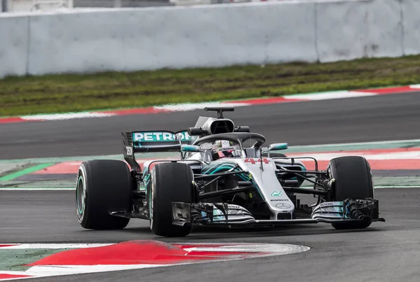 Barcelona Hiszpania Marca 2018 Lewis Hamilton Podczas Dni Formuły Jeden — Zdjęcie stockowe