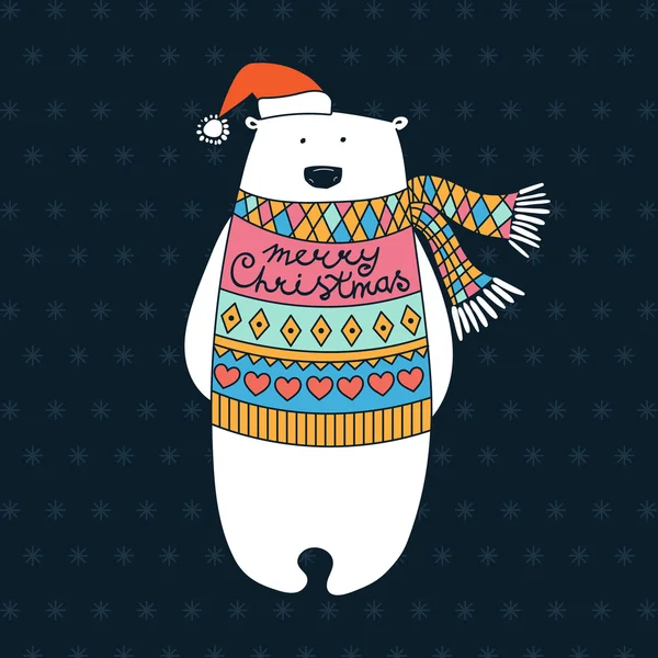 Polar Bear. Christmas card with polar bear — Stock Vector