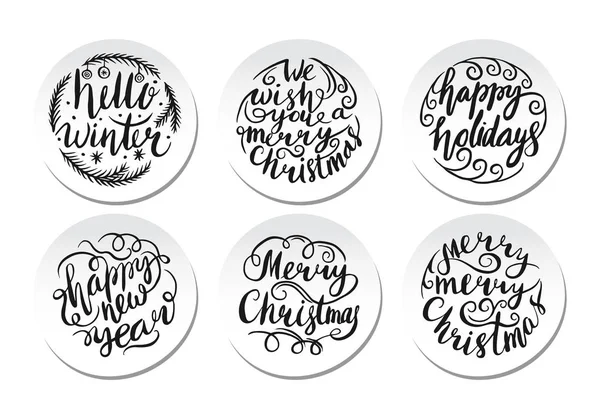 Merry Christmas Lettering Design Set. Vector illustration — Stock Vector