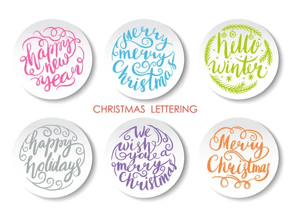 Feliz Navidad Lettering Design Set. — Vector de stock