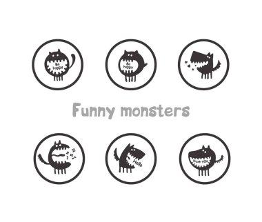 komik canavarlar ile logolar