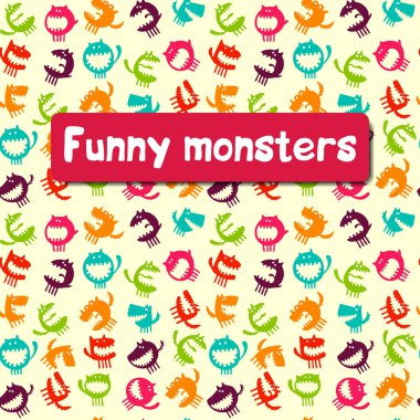 Canavarların vektör illüstrasyonuyla kusursuz desen