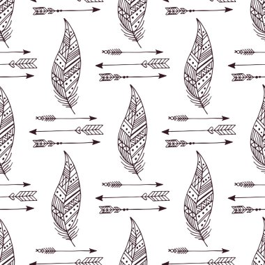 boho elle çizilmiş doodle seamless modeli