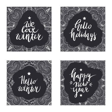 Noel ve yeni yıl kartı tasarım öğeleri.