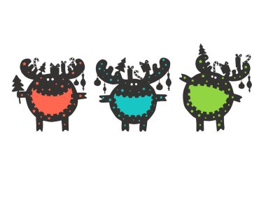 funny moose wishes Merry Christmas clipart