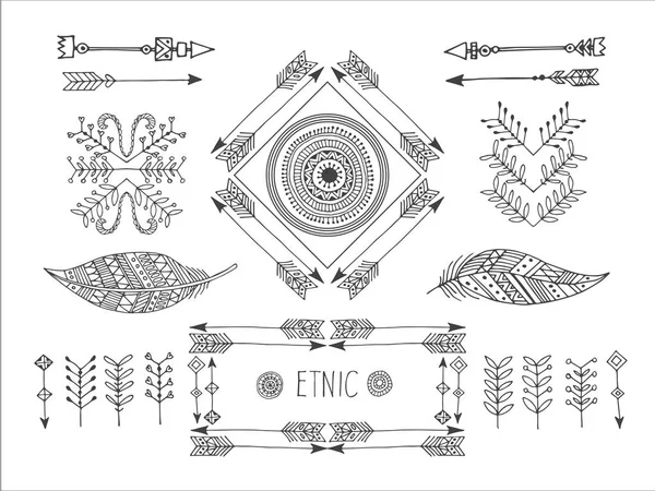 Conjunto de marcos creativos de estilo boho mady by Ethnic . — Vector de stock