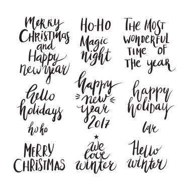 Noel ve yeni yıl kartı tasarım öğeleri.