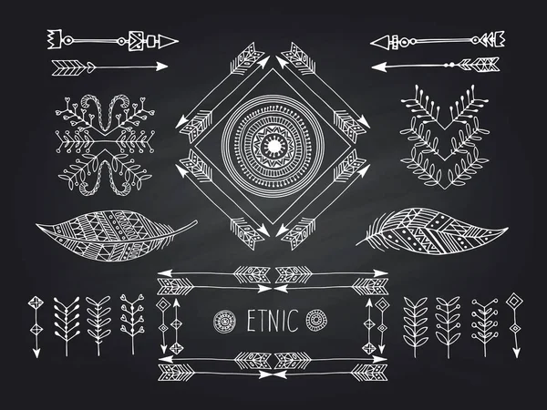 Conjunto de marcos creativos de estilo boho mady by Ethnic . — Vector de stock