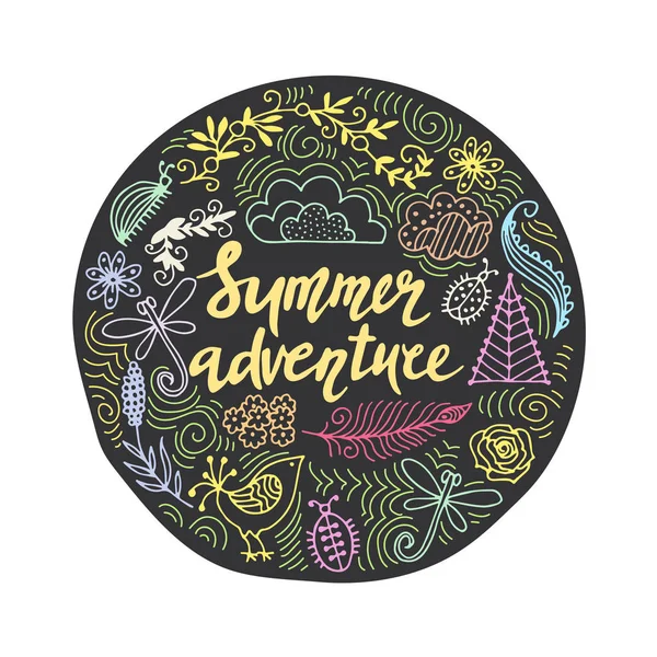 Hand drawn summer themed phrases. Modern style lettering. Summer adventure. — Stock Vector